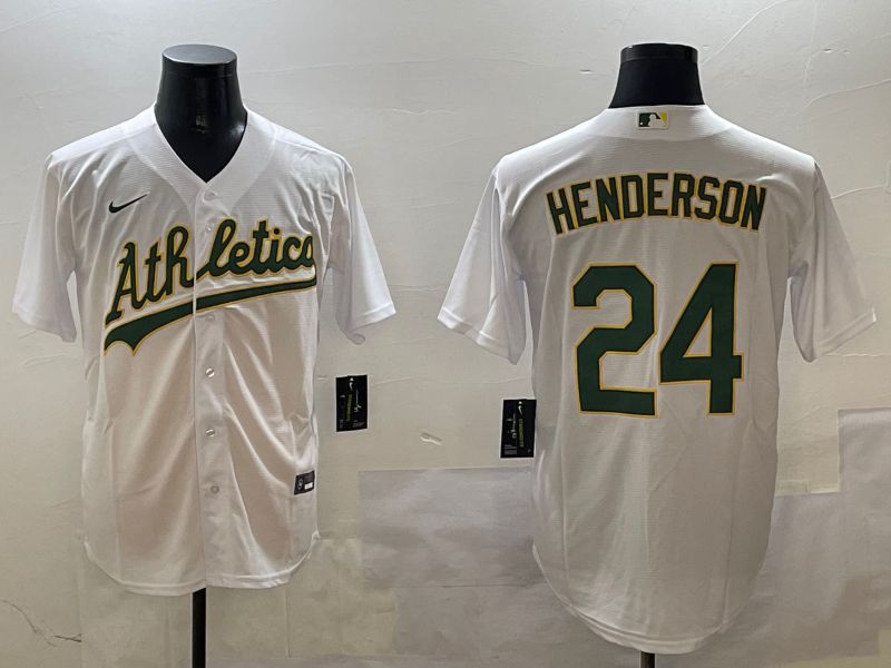 Men Oakland Athletics #24 Henderson White Game 2025 Nike MLB Jersey style 1